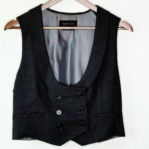 BCBGMAXAZRIA Wool Fashion Vest With Adjustable Buckle - Black - Women’s US L